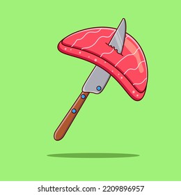 Fish meat and knife vector illustration