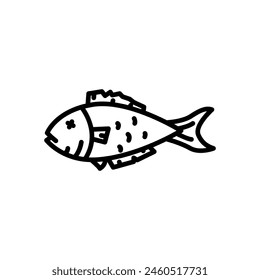 fish meat line icon, isolated background