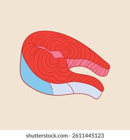 Fish Meat Slice Flat Design Cartoon Illustration