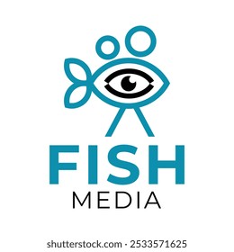 fish media flat minimalist logo design