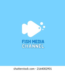 Logo de los medios de pescado. Logo del canal de pescado. Logo de icono de pescado simple adecuado para el acuario