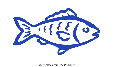 Doodle de pescado mediterráneo. Vector doodle ilustración icono aislado en blanco bg.