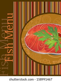 Fish  menu. Card Design template.