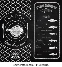Fish menu chalk design
