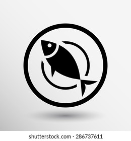 Fish menu icon logo seafood fork tuna vector.