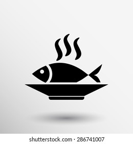 Fish menu icon logo seafood fork tuna vector.