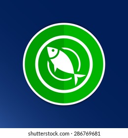 Fish menu icon logo seafood fork tuna vector.