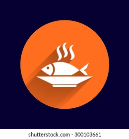 Fish menu icon logo seafood fork tuna vector.