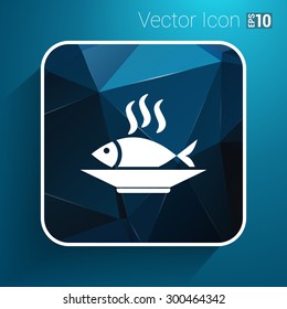 Fish menu icon logo seafood fork tuna vector.