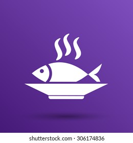 Fish menu icon logo seafood fork tuna vector.
