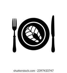 fish  menu icon salmon slice steak  icon vector restaurant logo