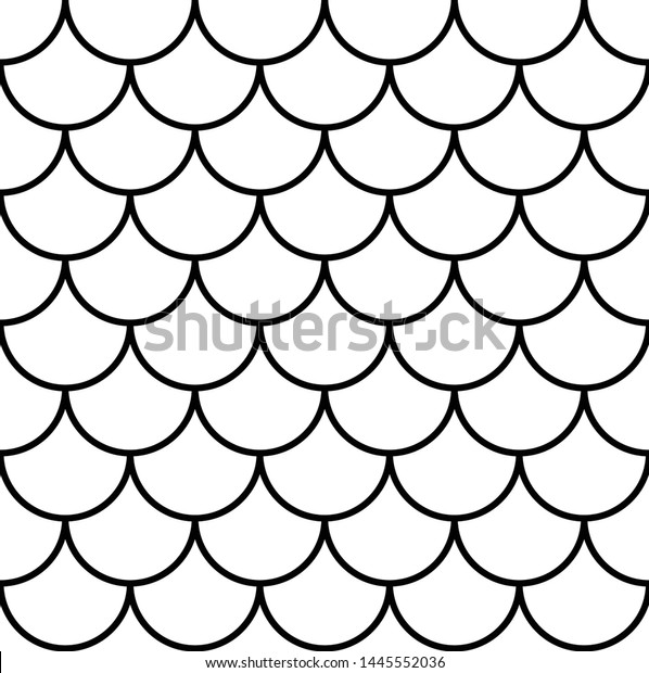 Fish, mermaid, dragon, snake scales. Tail\
scale seamless pattern. Black and white minimal background. Kids\
abstract texture. Vector\
illustration.