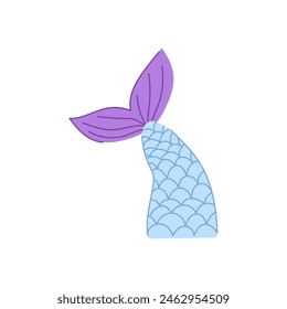 fish mermaid tail cartoon. sea silhouette, cute fin, water scale fish mermaid tail sign. isolated symbol vector illustration