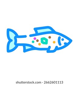Vector de iconos de color de microplásticos de peces. signo de microplásticos de peces. ilustración de símbolo aislado