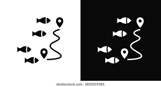 Fish Migration Icon White And Black Background Style