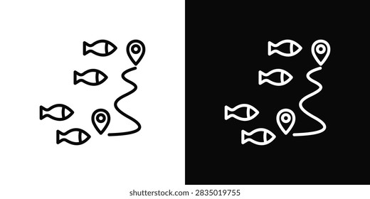 Fish Migration Icon White And Black Background Style