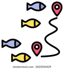 Fish Migration simple and clear vector icon illustration to essential idea or function
