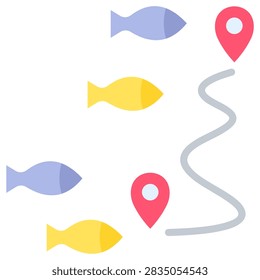 Fish Migration simple and clear vector icon illustration to essential idea or function