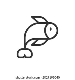 Fish minimal line icon. Web stroke symbol design. Fish sign isolated on a white background. Premium line icon.