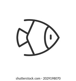 Fish minimal line icon. Web stroke symbol design. Fish sign isolated on a white background. Premium line icon.