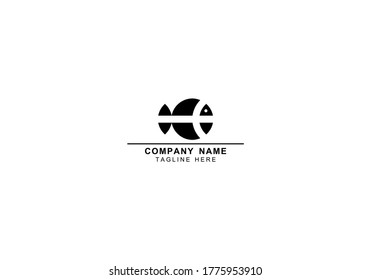 Fish minimal and negative space logo