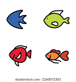 Fish modern line design style icons set on white background