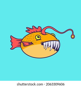 fish monster beast character vector illustration