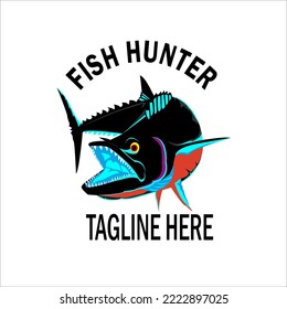 fish monster design vector illustration, simple design can be used for fishing logo