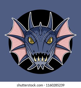 Fish monster head logo illustration