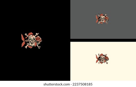fish monster with head skull vector illustration design