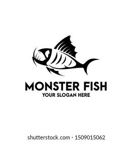 
Fish monster logo.
With big and scary fangs.
Predator predators under the ocean.