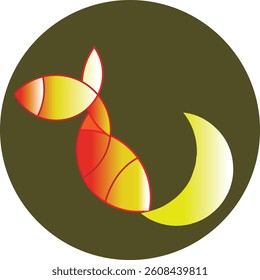 Fish and Moon Abstract Logo