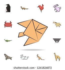 fish moon colored origami icon. Detailed set of origami animal in hand drawn style icons. Premium graphic design. One of the collection icons for websites, web design, mobile app