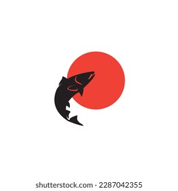 fish moon logo vector illustration.