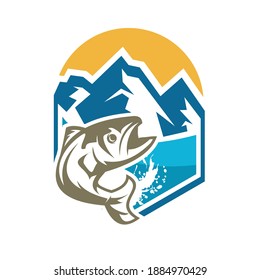 NATURLOGIEVEKTOR FÜR FISCHE BERGE