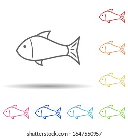 Un pez con un icono de varios colores. Línea delgada simple, contorno vectorial de iconos de alimentos para ui y ux, sitio web o aplicación móvil