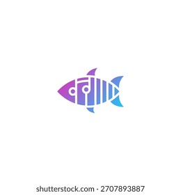 Diseño de logotipo de nota musical de pescado.