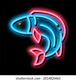 Fisch Neon Leuchtzeichen Vektor. Leuchtendes Symbol-Fischzeichen. transparente Symbolillustration