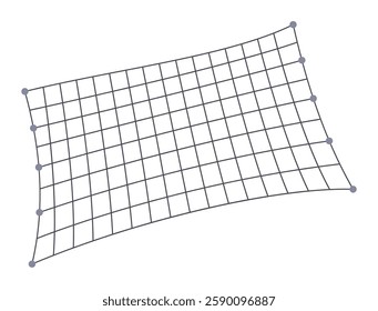 Fish net icon, isolated fishnet and fish scoop. Mesh tool used for catching. Device for safely transferring fish from one container to another or water. Vector cartoon illustration