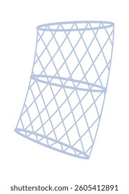 Fish net icon, isolated fishnet and fish scoop. Mesh tool used for catching. Device for safely transferring fish from one container to another or water. Vector cartoon illustration
