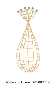 Fish net icon, isolated fishnet and fish scoop. Mesh tool used for catching. Device for safely transferring fish from one container to another or water. Vector cartoon illustration