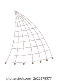 Fish net icon, isolated fishnet and fish scoop. Mesh tool used for catching. Device for safely transferring fish from one container to another or water. Vector cartoon illustration