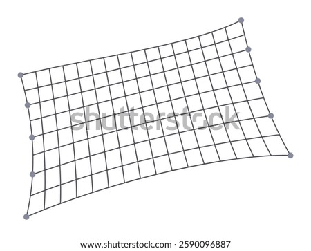 Fish net icon, isolated fishnet and fish scoop. Mesh tool used for catching. Device for safely transferring fish from one container to another or water. Vector cartoon illustration