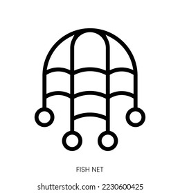 fish net icon. Line Art Style Design Isolated On White Background