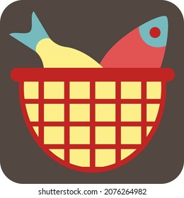 Fish in the net, illustration, vector, on a white background.