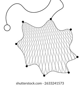 Fish net, isolated fishnet of vector fishery, fishing sport and fisherman item. Sea fish and ocean seafood catch trap of fishing rope or line mesh grid.