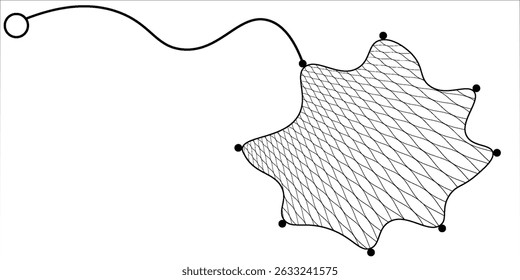 Fish net, isolated fishnet of vector fishery, fishing sport and fisherman item. Sea fish and ocean seafood catch trap of fishing rope or line mesh grid.