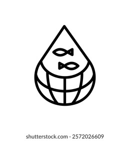 Fish net line icon. Special fishing equipment. Fishing contest. Fisherman catch fish. Vector isolated outline drawing.