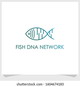 fish and networking logo design template, DNA logo design vector