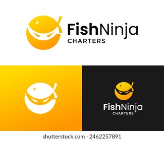 Fish and ninja sport fishing logo design.